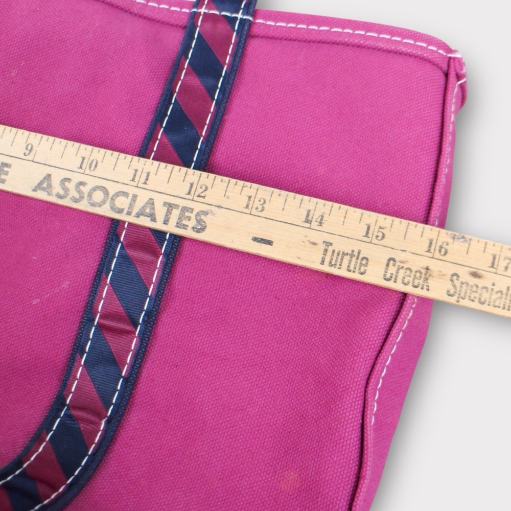 Vintage L.L. Bean Canvas Boat And Tote Bag Pink Blue Medium Zip Top Rare - Picture 7 of 9